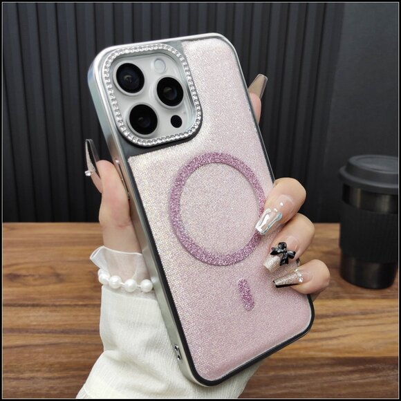 Pink Glitter Rhinestone MagSafe Case - Picture 2 of 3